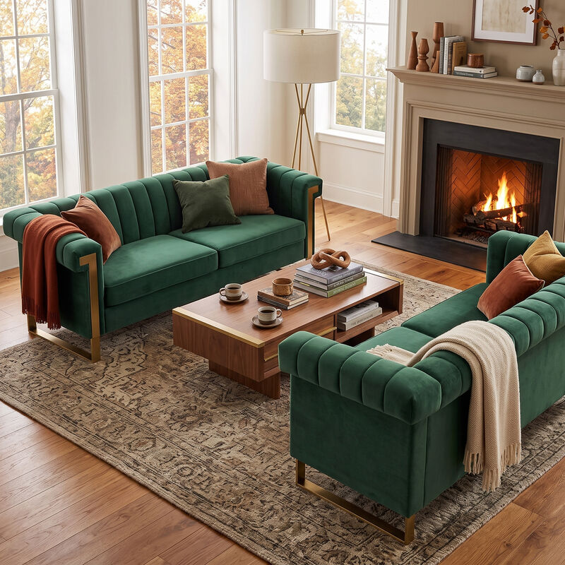 Satwud Luxury Velvet Sofa Set image number 2