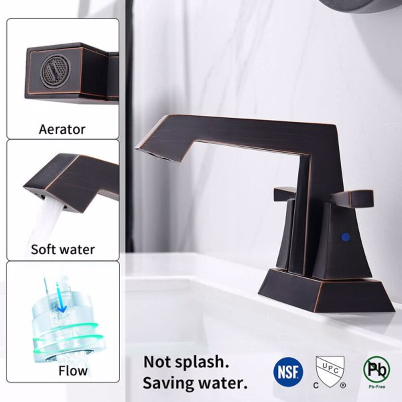 Oil Rubbed Bronze 2-Handle Bathroom Faucet,  Centerset with Pop-Up Drain & Supply Lines