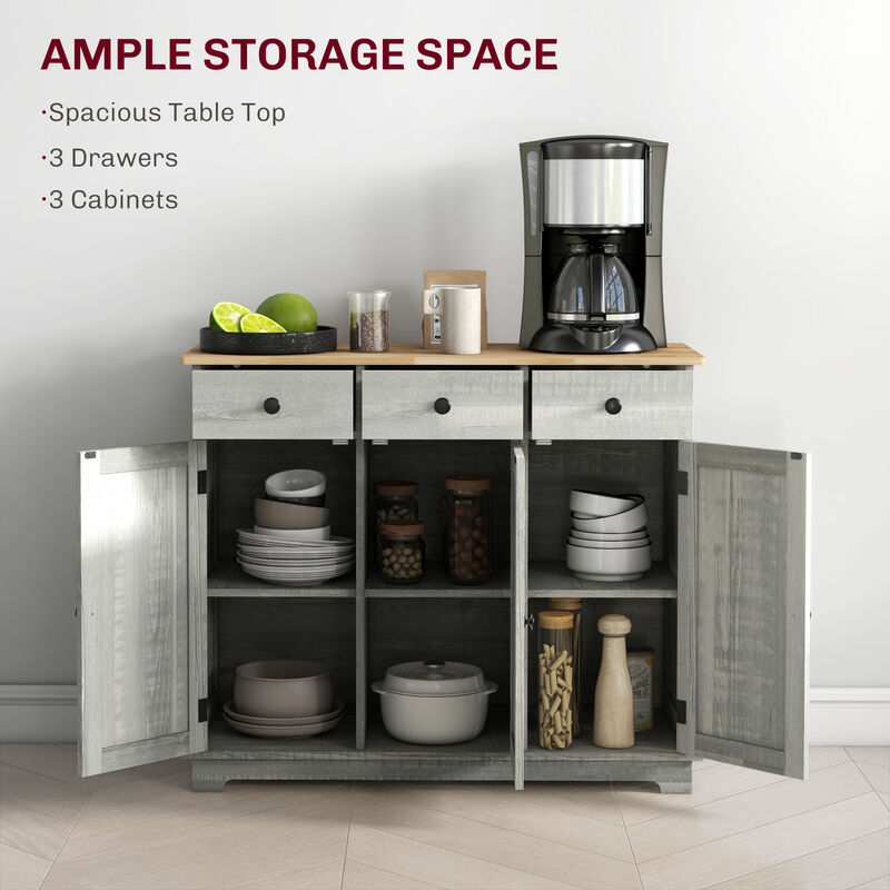 Space-Saving Kitchen Cabinet &ndash; Sideboard with Doors and 3 Drawers image number 2
