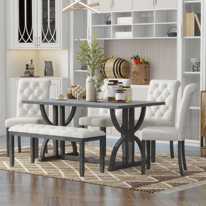 Poxtug Retro Farmhouse Rectangular Dining Set