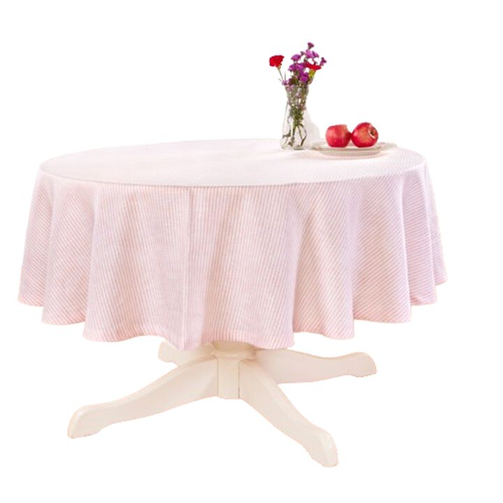 Solino Home 100% Pure Linen Round Tablecloth - Narrow Stripe