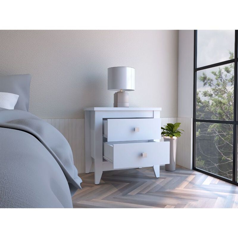 Streamdale Amara Nightstand, Two Shelves, Four Legs - White image number 5