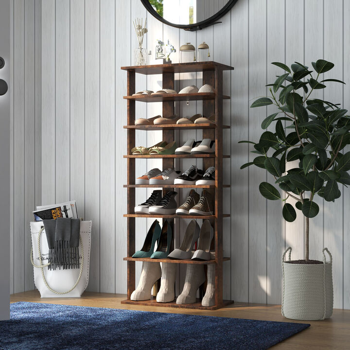 7-Tier Dual Shoe Rack Free Standing Shelves Storage Shelves Concise