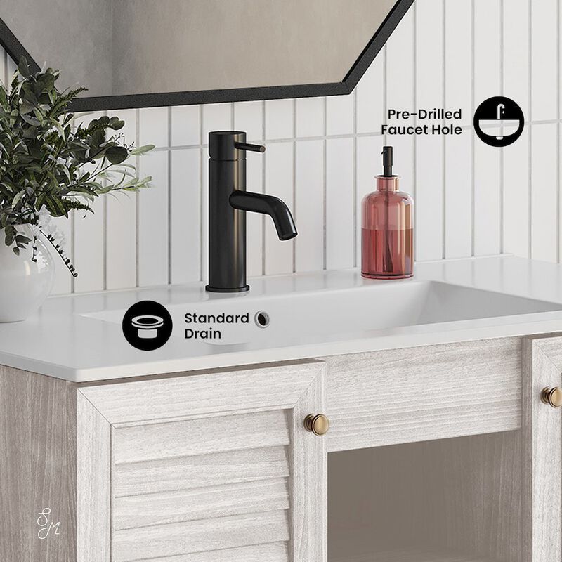 Bron 36" Freestanding Bathroom Vanity in White Oak with Sink Top image number 3
