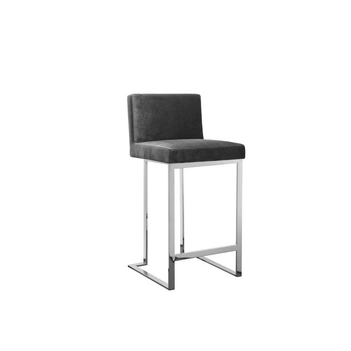 Pangea Home Dexter Counter Stool Velvet Gray