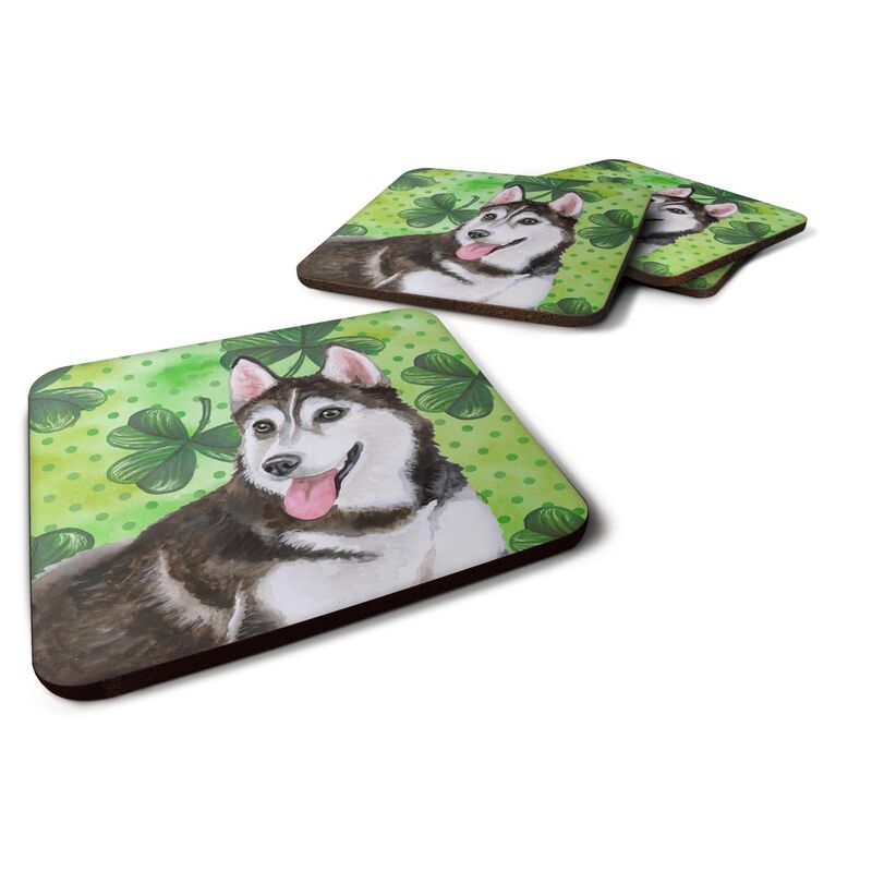 Caroline's Treasures Siberian Husky #2 St Patrick's Decorative coasters, Multicolor