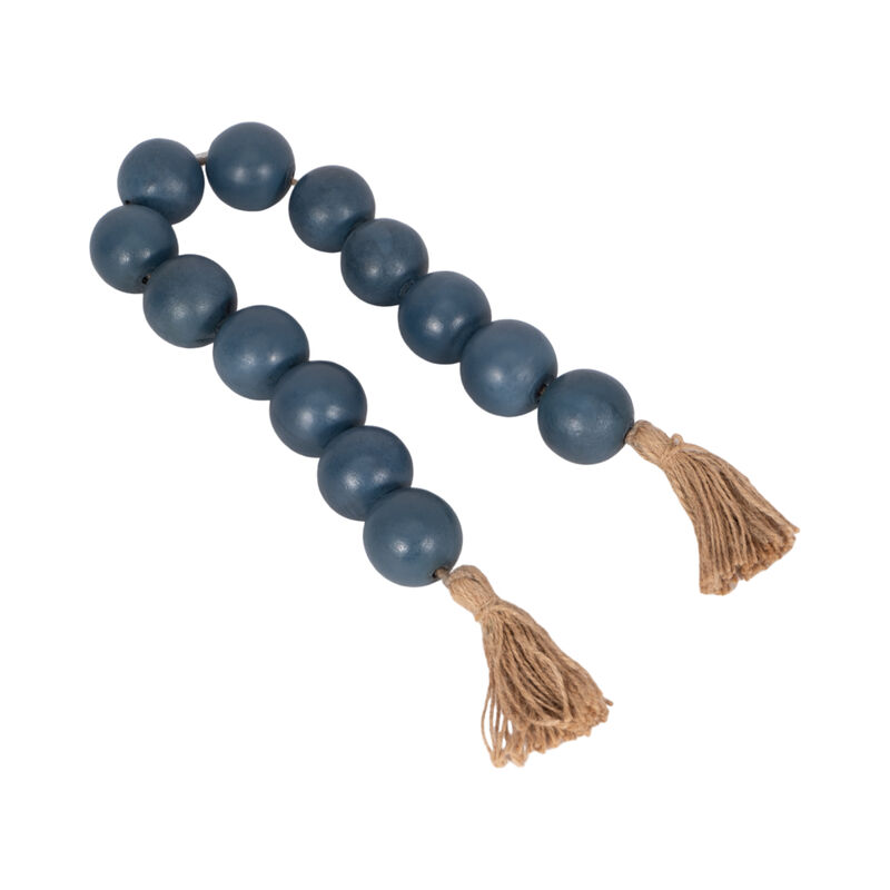 Wood, 32x2 Large Bead Garland W/ Tassel, Teal/blu image number 1