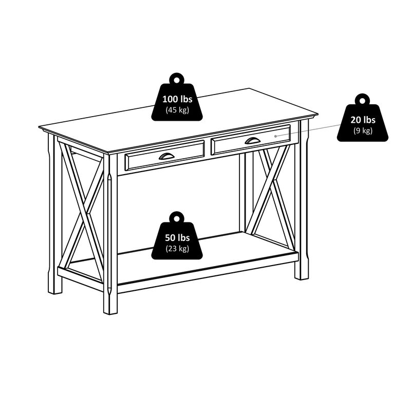 Xola Consol Table, 2-Drawer, Cappuccino