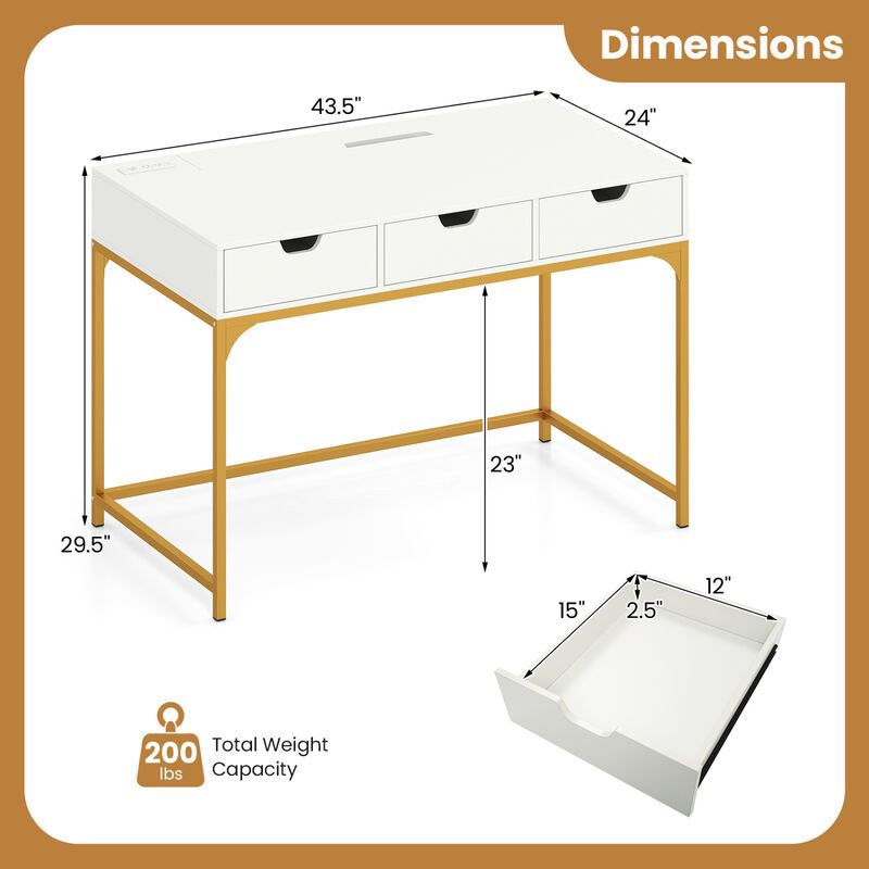 Home Office Desk with Power Outlets and Hidden Storage Compartment image number 2