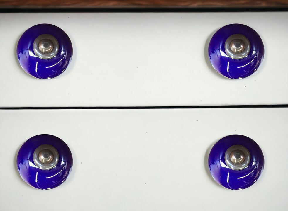 HomeRoots Set of Eight Purple And Gray Ceramic And Metal Drawer Pull Knobs