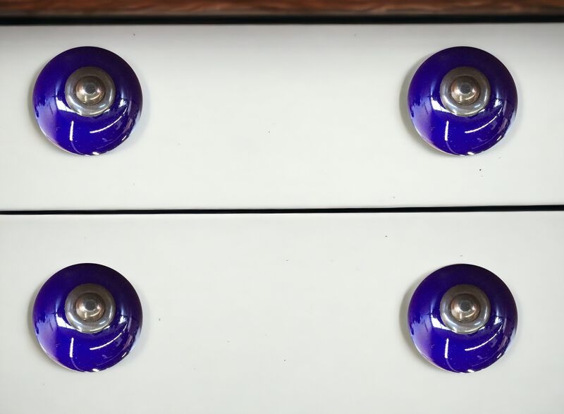HomeRoots Set of Eight Purple And Gray Ceramic And Metal Drawer Pull Knobs image number 1