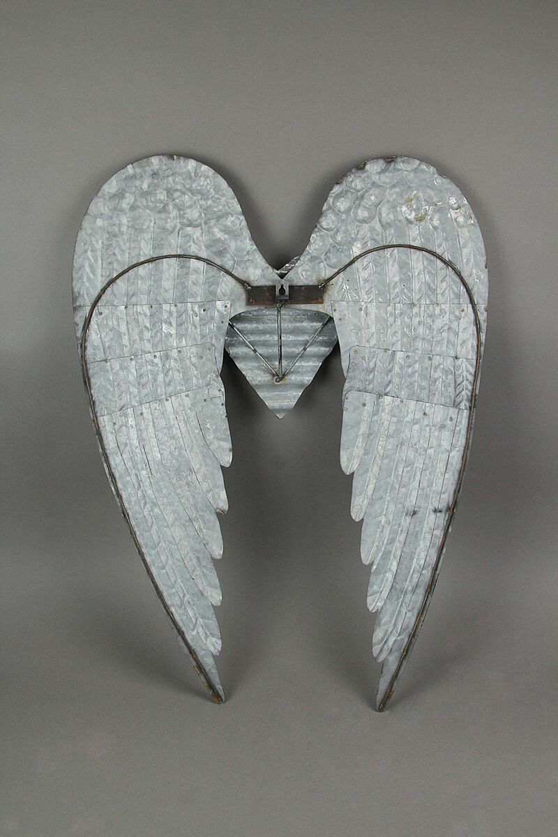 Galvanized Metal Winged Heart Wall Sculpture image number 3