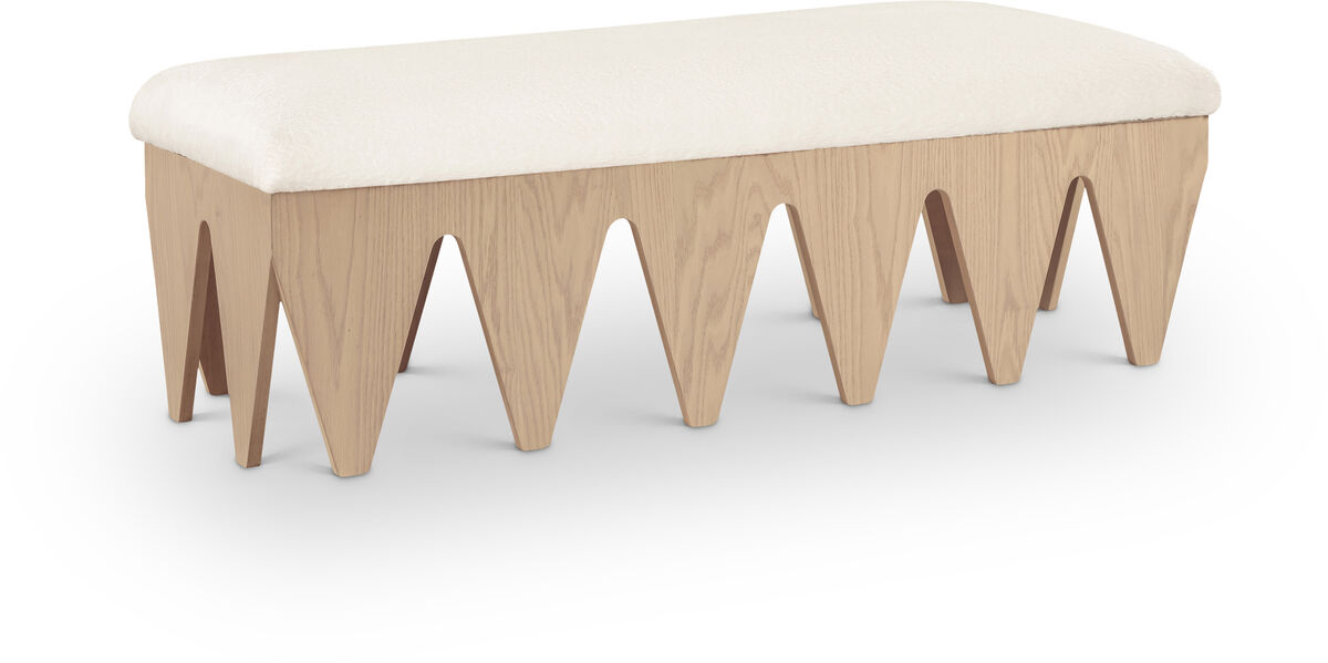 Meridian Furniture Altair Cream Velour Fur Fabric Bench