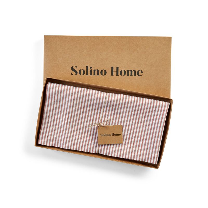Solino Home 100% Pure Linen Table Throw - Narrow Stripe