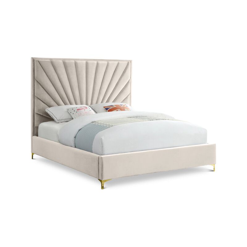 Meridian Furniture Eclipse Cream Velvet Queen Bed
