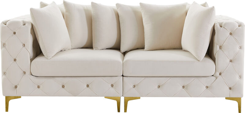 Meridian Furniture Tremblay Cream Velvet Modular Sofa image number 4