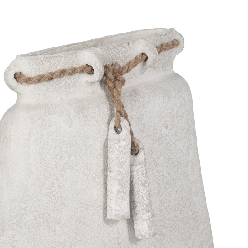 Ecomix, 16"h Vase W/ Jute Detail, White image number 5