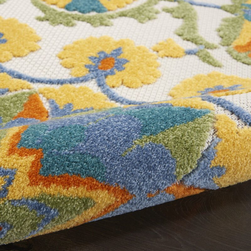 HomeRoots 12' X 15' Yellow Red Orange Blue And Green Floral Indoor Outdoor Area Rug image number 3