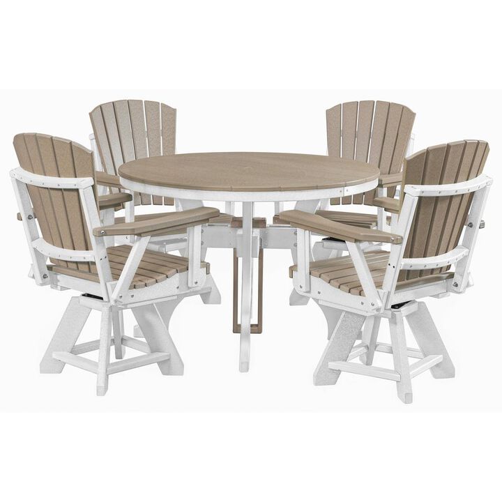 American Furniture Classics Five Piece Round Dining Height Dining Set in Weatherwood with a White Base