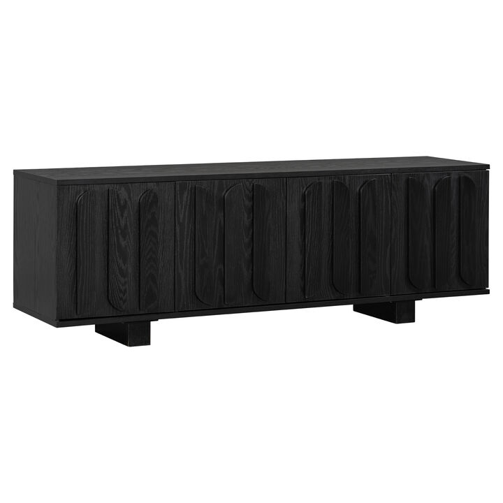 Merax Vintage TV Cabinet with Integrated Curved Wood Pulls, Customizable Storage