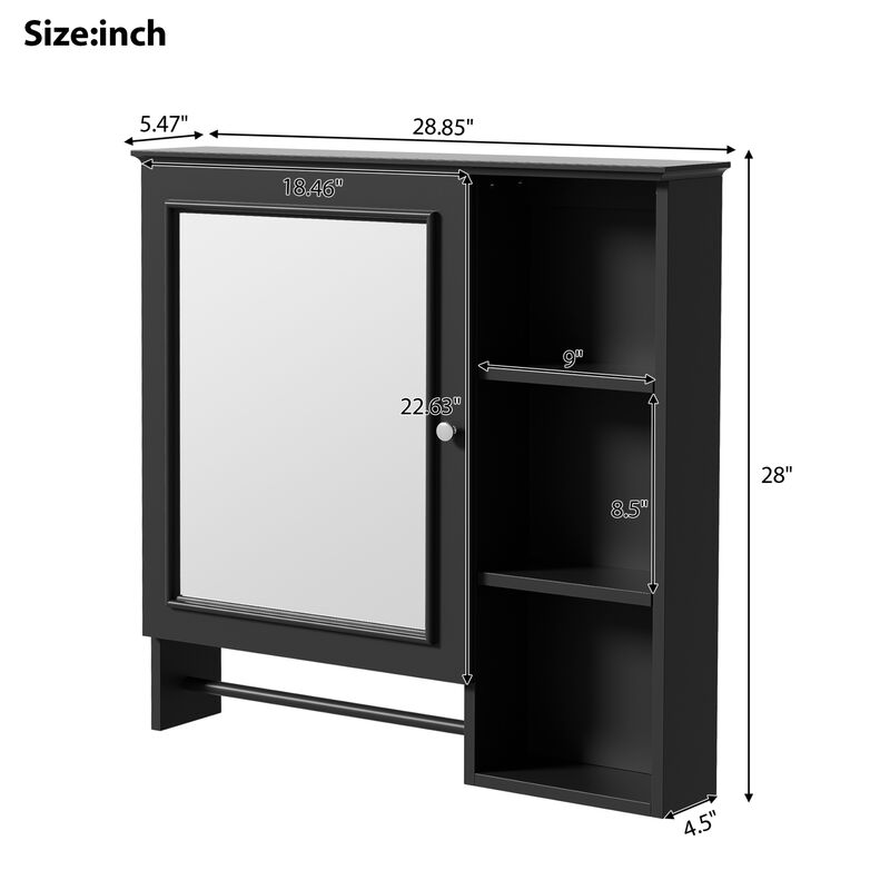 ELEMENT ACE Space Saving Wall Mounted Medicine Cabinet with Adjustable Storage Shelves image number 2