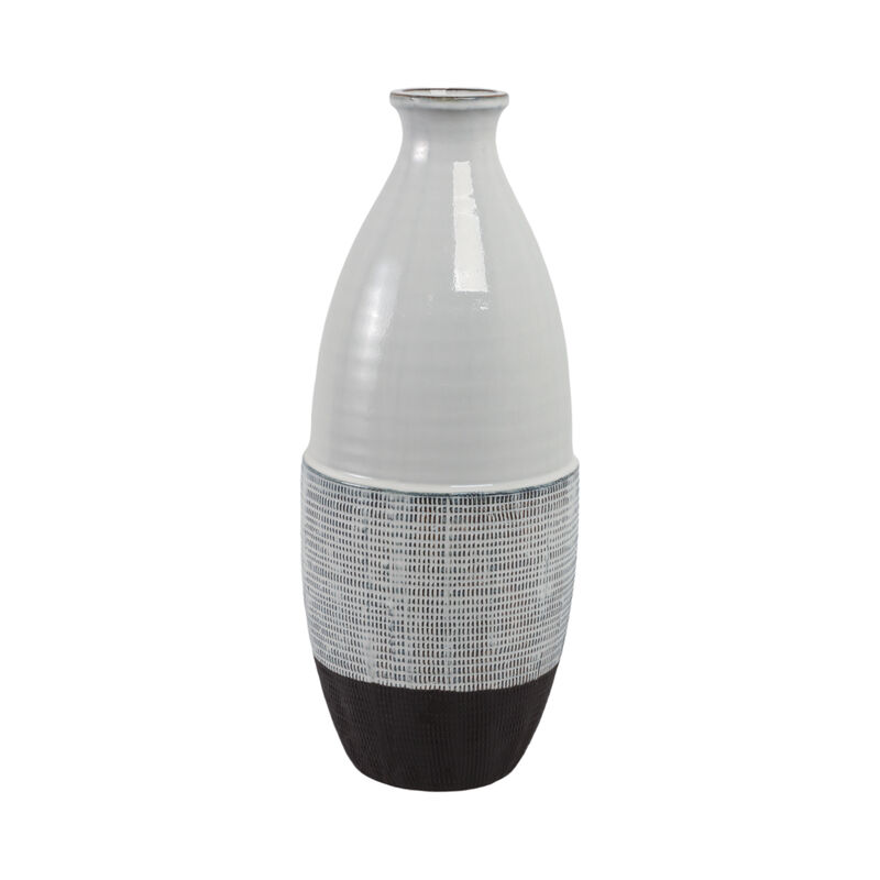 22x9" Textured Bottom Vase, Grey image number 2