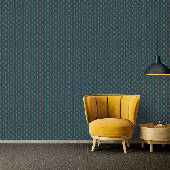 Absolutely Chic Art Deco Style Geometric Motif Blue Wallpaper AC60021