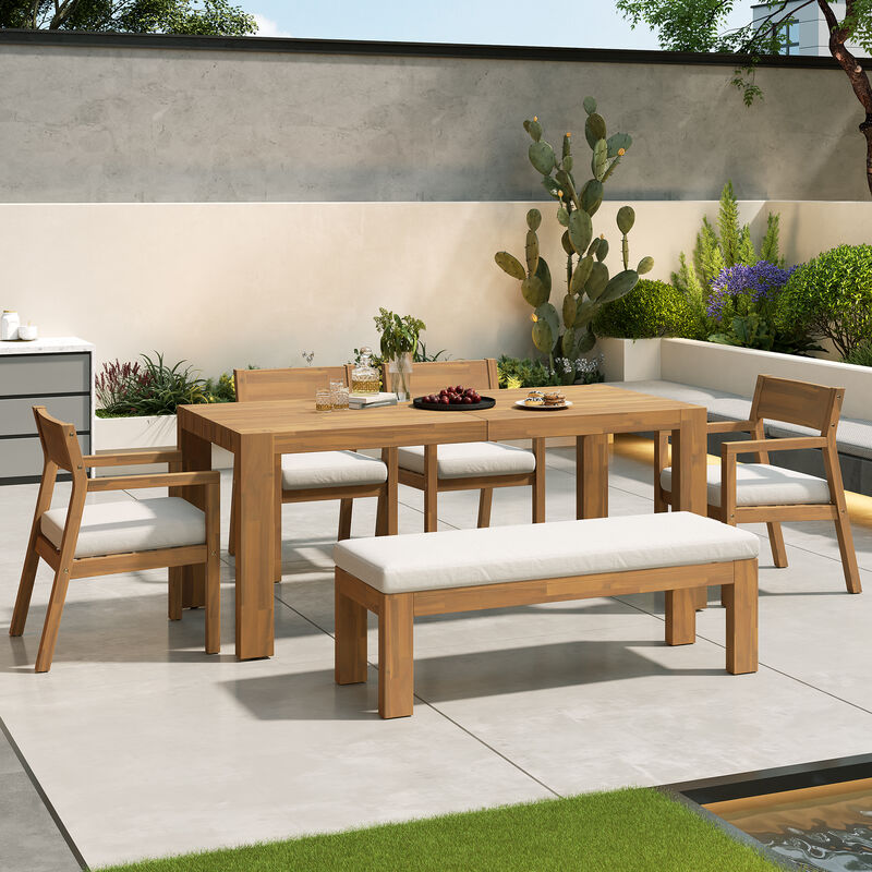 Whisen 6-Piece Rustic Outdoor Dining Set with Cushions image number 2