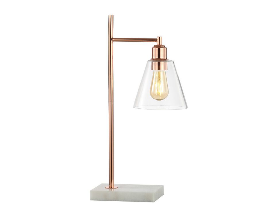 Lorena 22.25" Modern Glam Metal/Marble LED Table Lamp, Copper