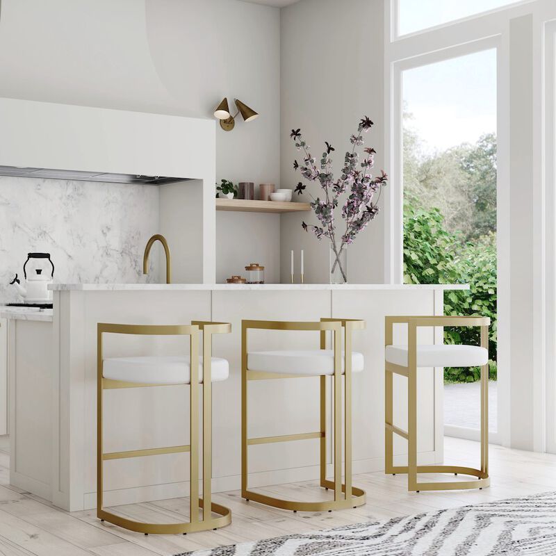 Butler Specialty Clarence Faux Leather 28" Barstool, White image number 1