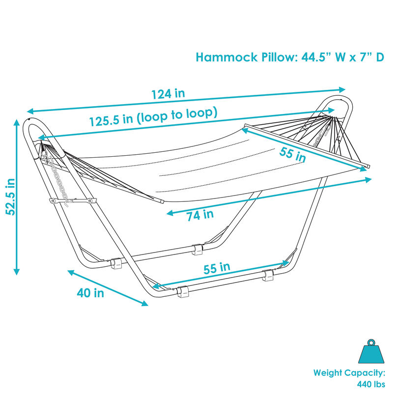 Sunnydaze Large Quilted Hammock with Universal Steel Stand