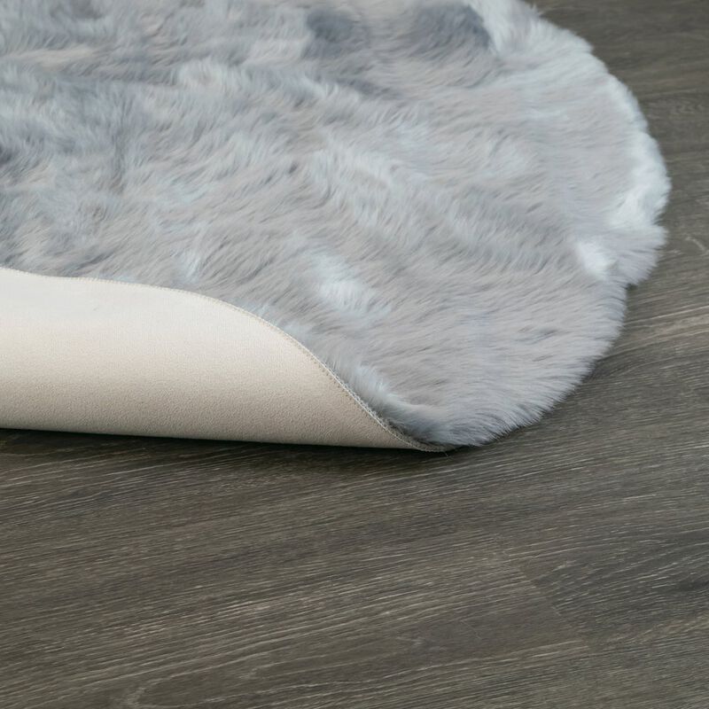 Glamour Home Aurora Gray Round Faux Fur Area Rug 5 Foot Wide