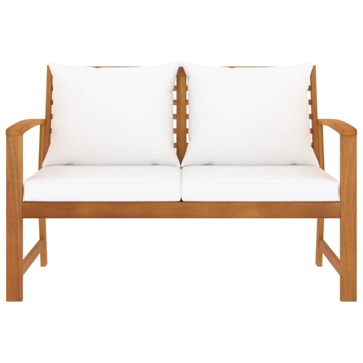 vidaXL Garden Bench 47.2" with Cream Cushion Solid Acacia Wood