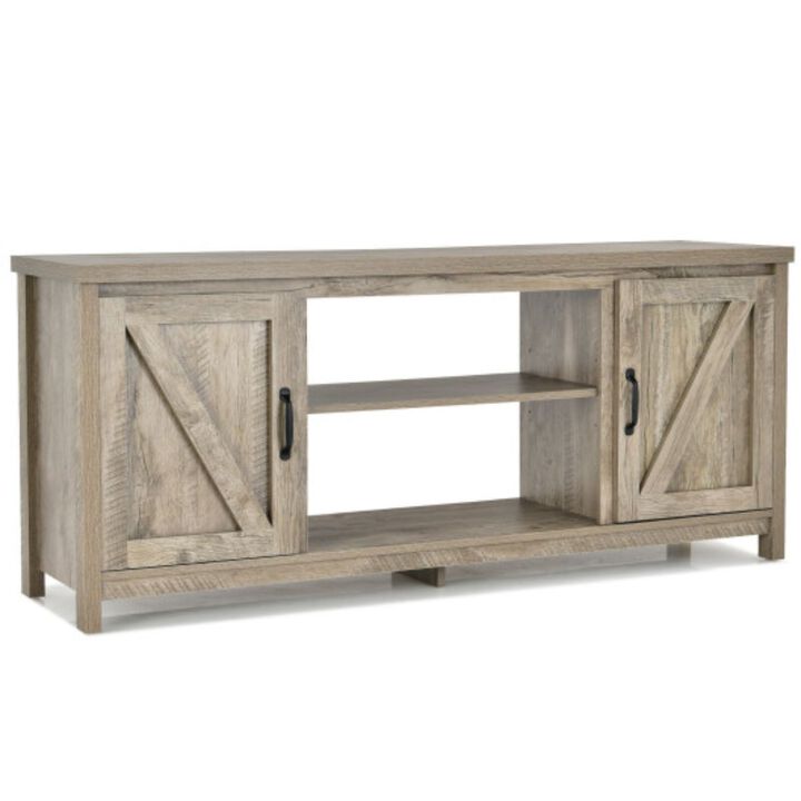 59 Inches TV Stand Media Console Center with Storage Cabinet-Natural