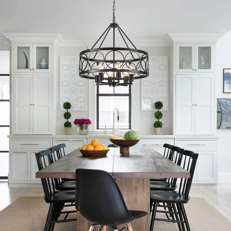ShipItFurniture Black Farmhouse 6-Light Drum Chandelier image number 5