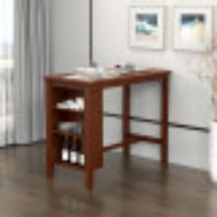 Hivago Counter Height Bar Table with 3-Tier Storage Shelves for Home Restaurant