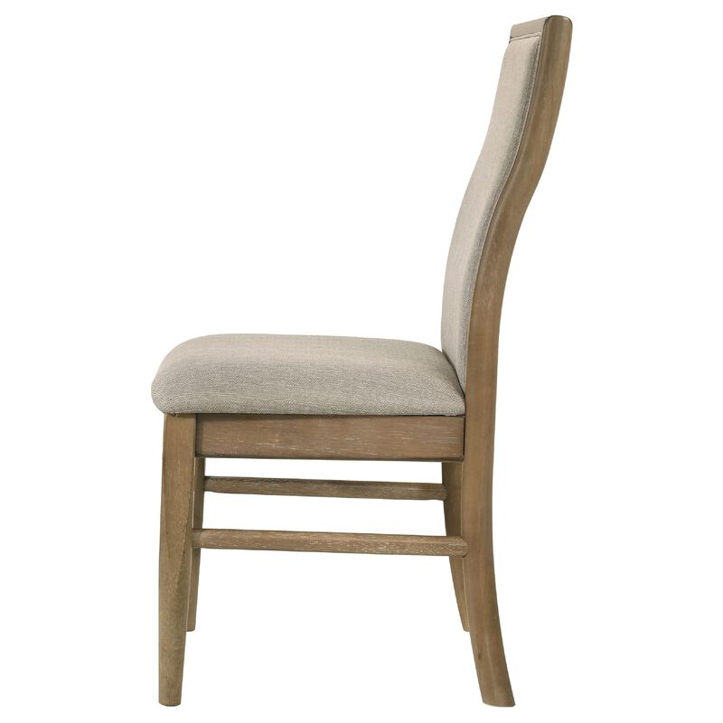 Amity Dining Chair Set of 2, Beige Textured Fabric, Natural Rubberwood image number 4