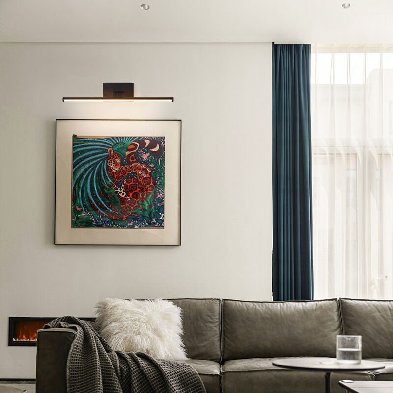 15.8" Modern Black Battery-Powered Integrated LED Rechargeable Picture Light with Remote