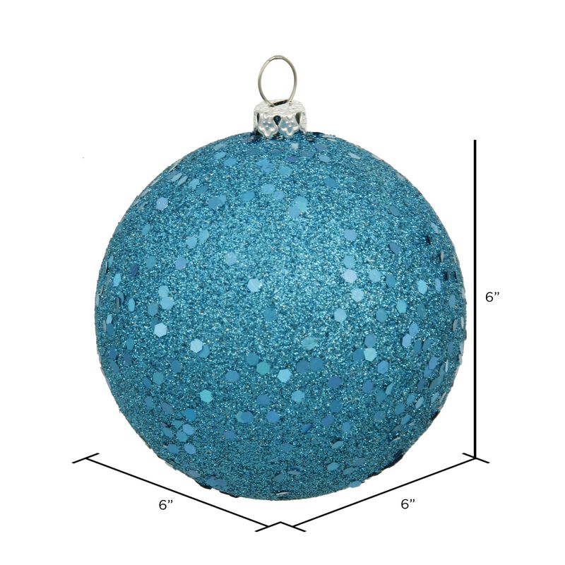 Vickerman 6" Turquoise Sequin Ball Ornament, 4 per Bag image number 1