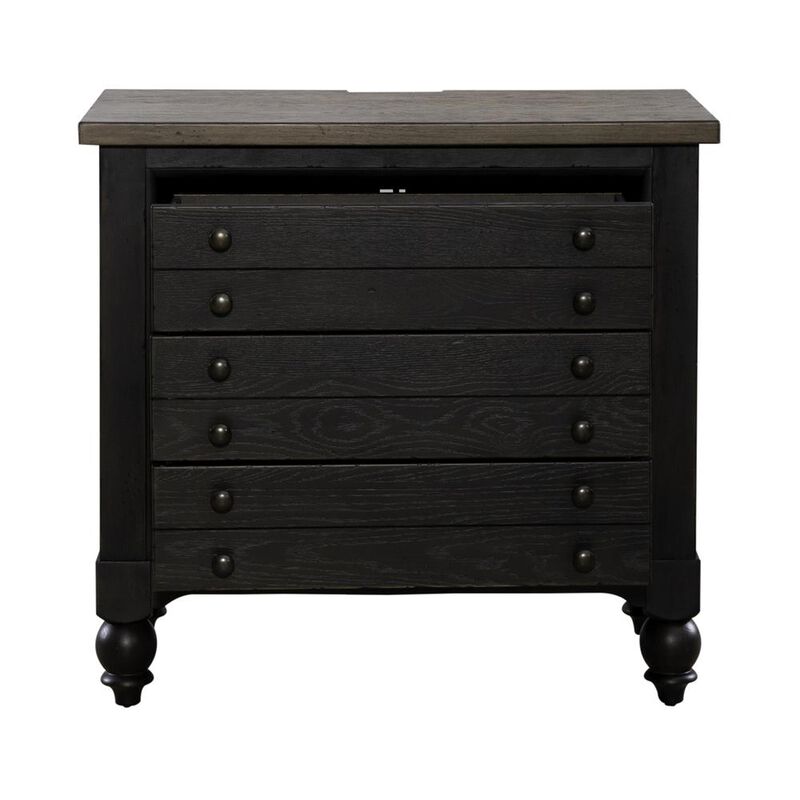 Liberty Furniture Bedside Chest w/ Charging Station - Black Traditional in Dusty Taupe 3 Drawers image number 7