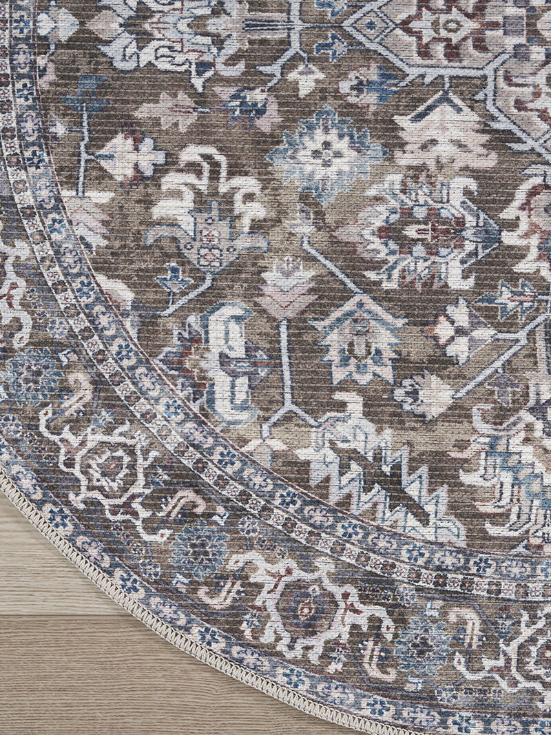 Machine Washable Series 1 SR104 Olive 5'3" x Round Rug