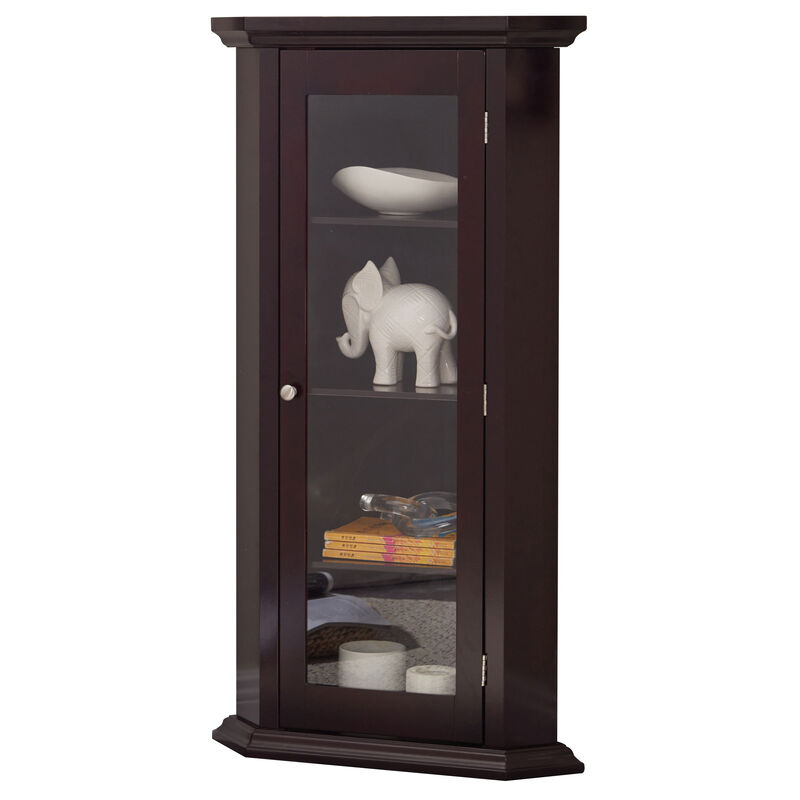 Kings Brand Furniture Cambridge Corner Curio Storage Cabinet image number 2