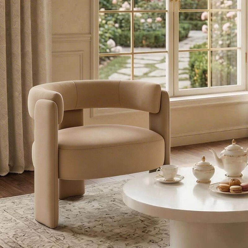 Envelor Modern Velvet Wingback Accent Armchair image number 1