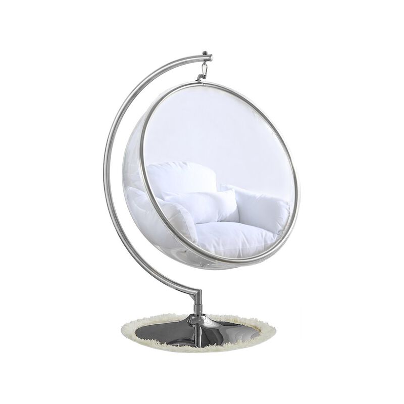 Meridian Furniture Luna White Durable Fabric Acrylic Swing Chair