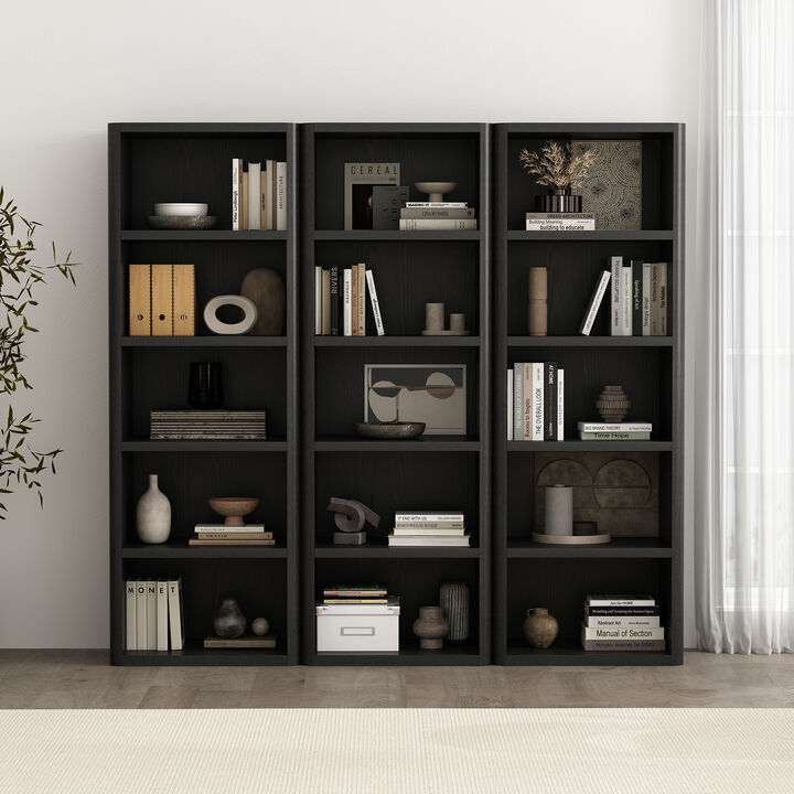 Rivington Black Open Bookcase (Set of 3)