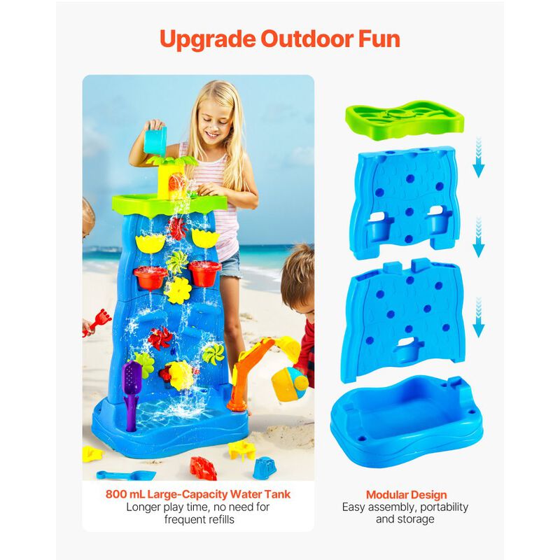 Kids Sand and Water Table, Double-Sided Sensory Activity Table with Accessories image number 3