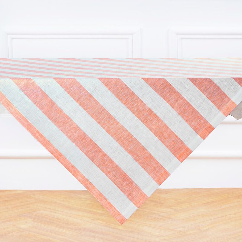 Solino Home Cabana Stripe 100% Linen Table Throw &ndash; Handcrafted, Machine Washable, Perfect for Holiday and Everyday Dining