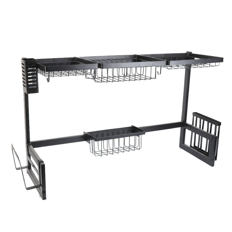 2-Tiers Adjustable Large Capacity Dish Drying Rack Over-The-Sink Space-Saving image number 0