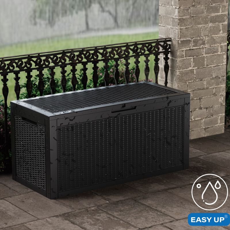 Mondawe 100 Gallon Wicker Resin Deck Box Outdoor Storage Box