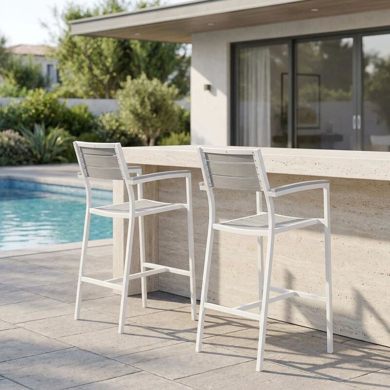 Outdoor Patio Bar Stool Set Of 2 With Armrests And Sturdy Construction image number 6